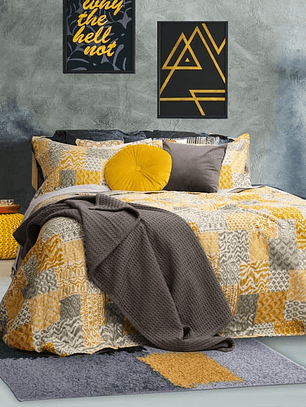 Quilt 1.5 Plazas Cosido Patchwork Leo
