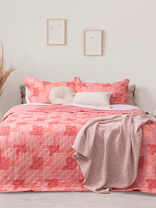 Quilt 2 Plazas Cosido Patchwork Virgo