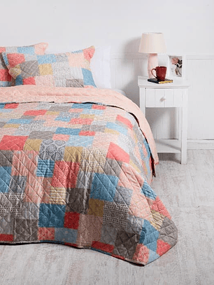 Quilt 1.5 Plazas Cosido Patchwork Geminis