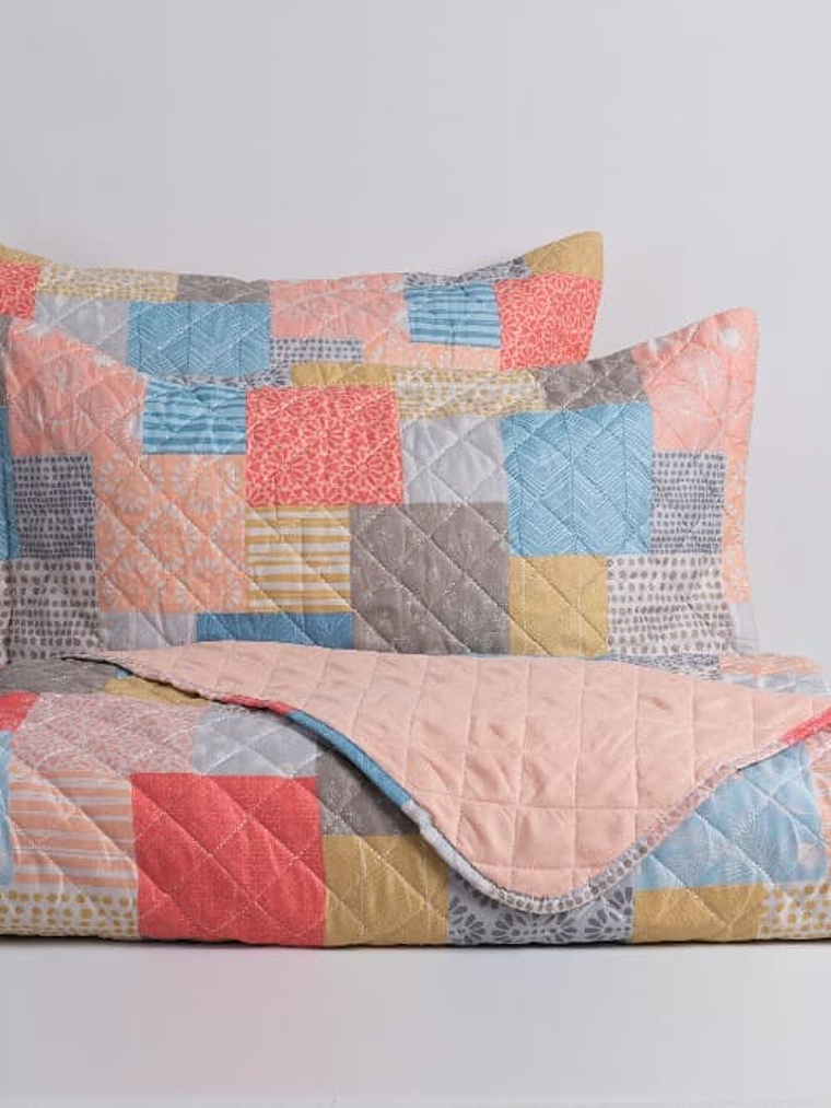 Quilt 2 Plazas Cosido Patchwork Geminis 3