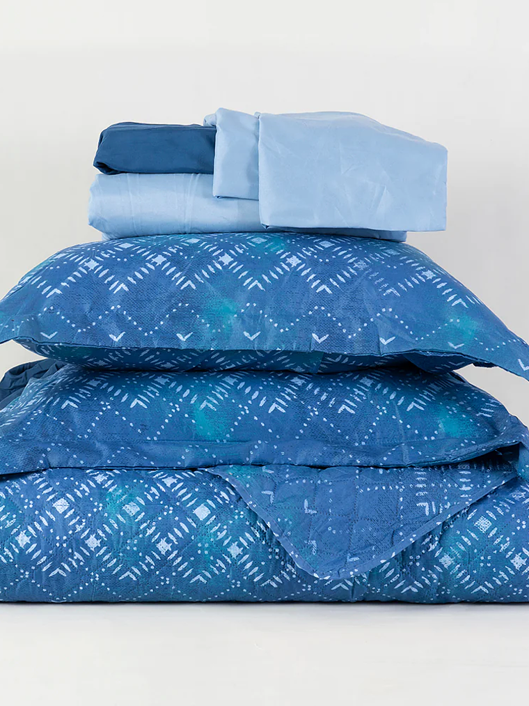 Quilt + Sábana Estampado 1.5 Plaza / Indigo 3