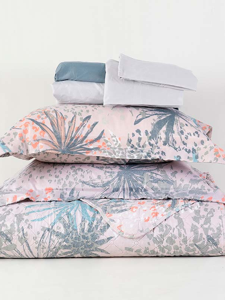 Quilt + Sábana Estampado 2 Plazas / Palmas 2