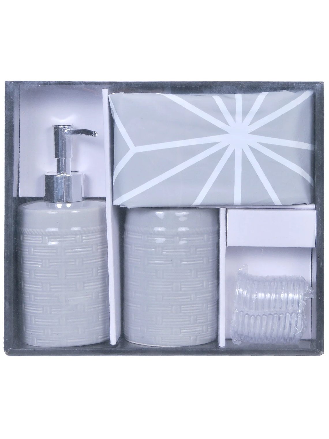 Set de Baño 4 Piezas Rayas Gris 1