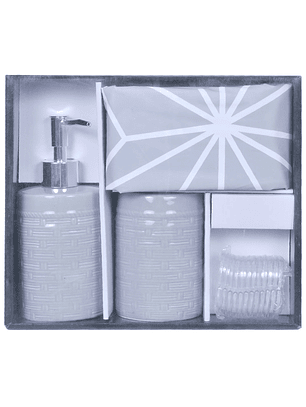 Set de Baño 4 Piezas Rayas Gris