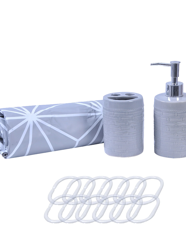 Set de Baño 4 Piezas Rayas Gris 2