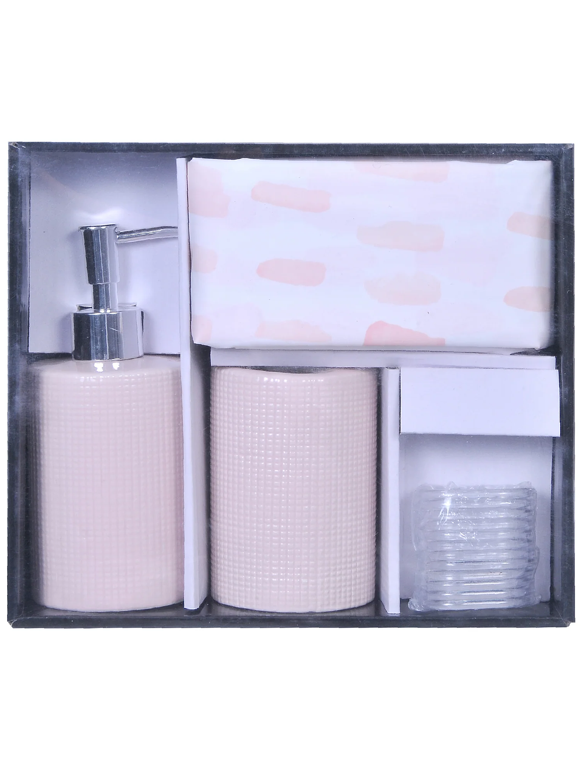 Set de Baño 4 Piezas Perlas Rosado 1