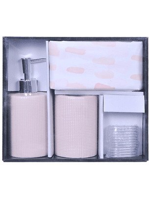 Set de Baño 4 Piezas Perlas Rosado