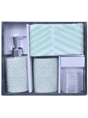 Set de Baño 4 Piezas Chevron Verde Claro