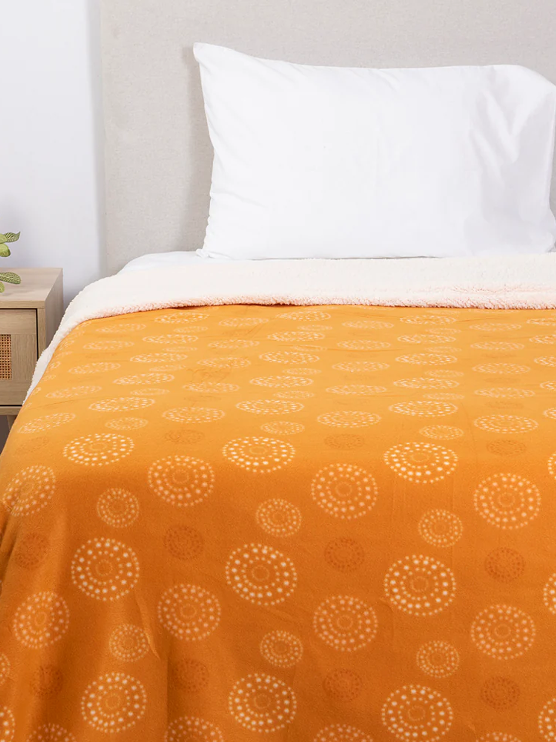 Frazada 1.5 Plazas Polar Sherpa Estampado Rosa 1