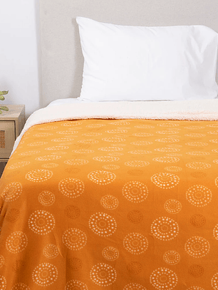 Frazada 1.5 Plazas Polar Sherpa Estampado Rosa