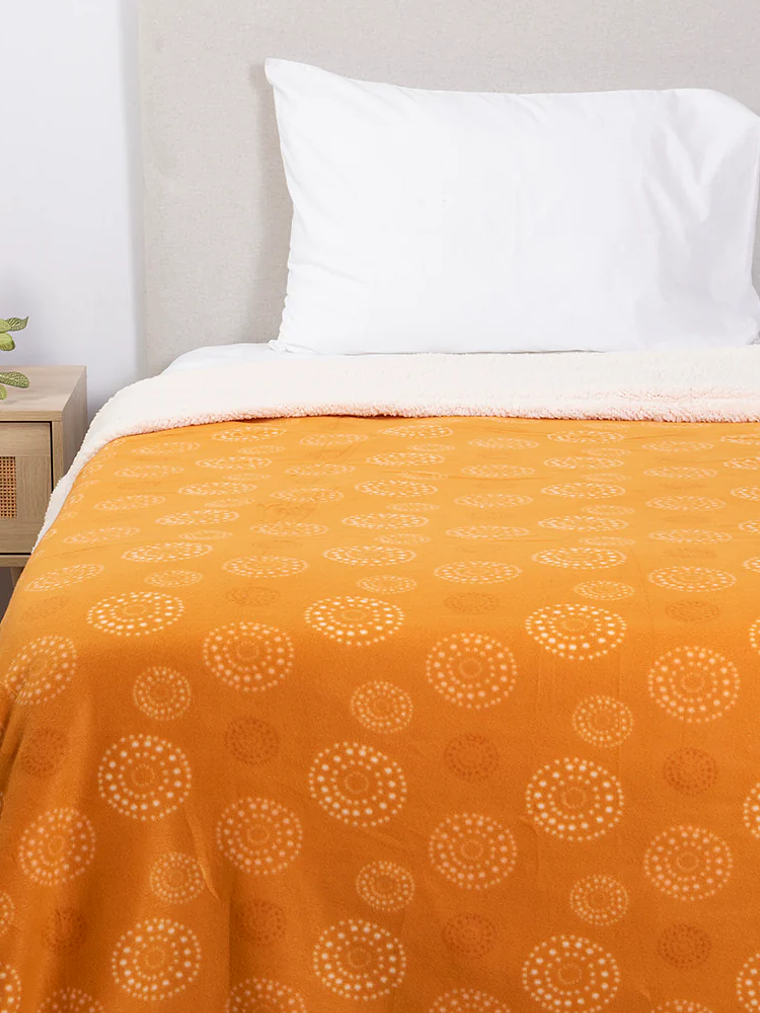 Frazada 1.5 Plazas Polar Sherpa Estampado Rosa 1