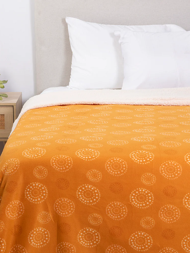 Frazada 2 Plazas Polar Sherpa Estampado Rosa 1