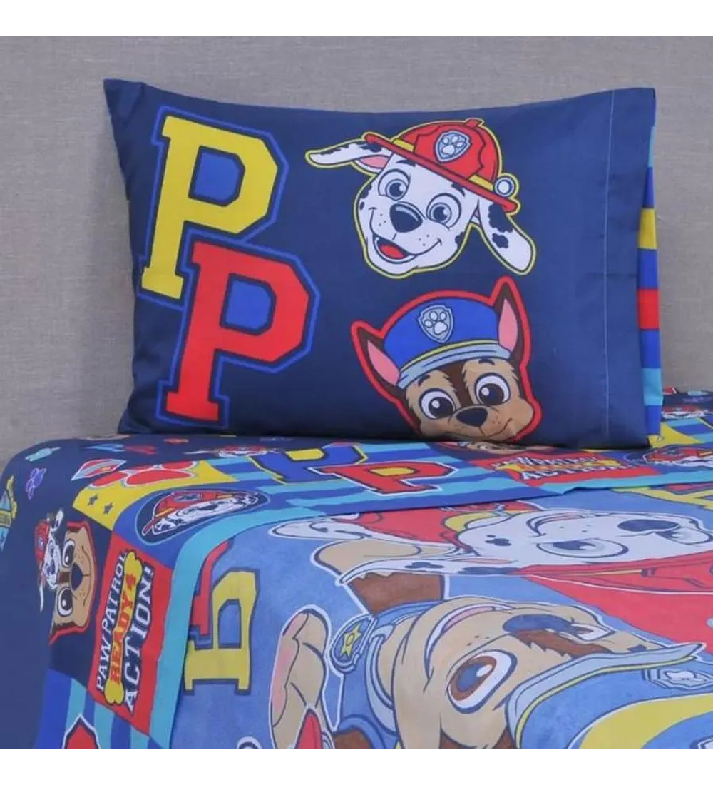 Sábana Single Infantil - Paw Patrol Niño Action