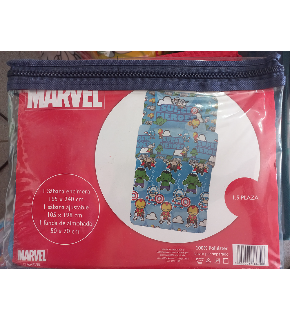 Sábana Single Infantil - Marvel Super Heroes