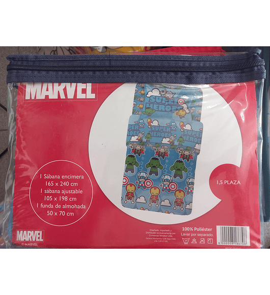 Sábana Single Infantil - Marvel Super Heroes