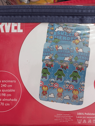 Sábana Single Infantil - Marvel Super Heroes