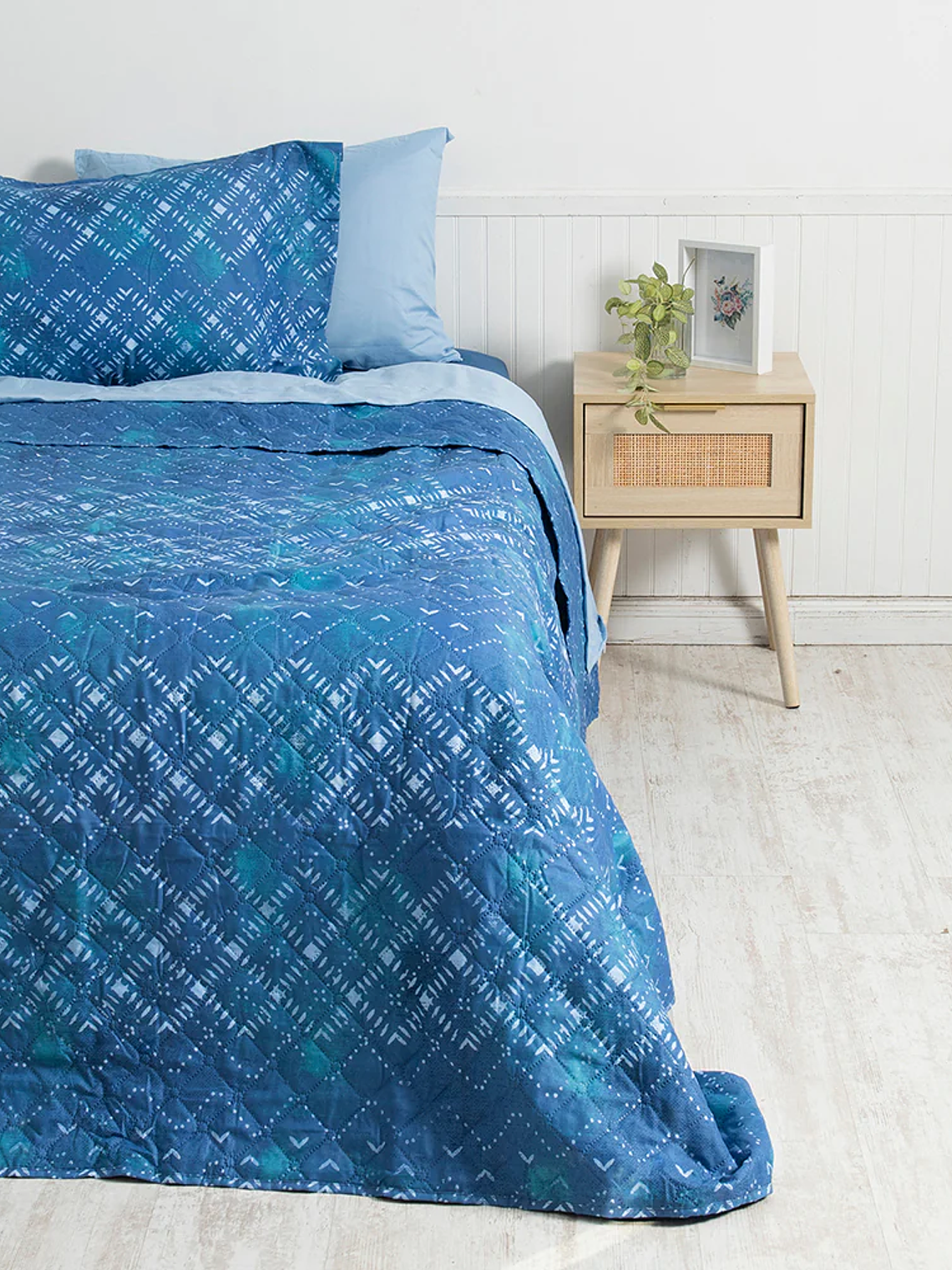 Quilt + Sábana Estampado KING / Índigo 1