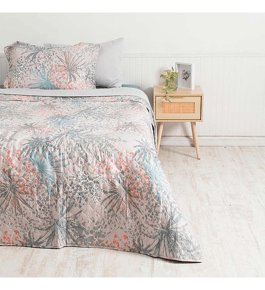 Quilt + Sábana Estampado KING / Palmas