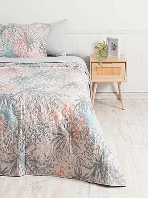 Quilt + Sábana Estampado KING / Palmas