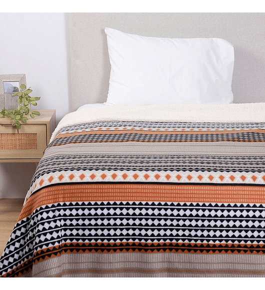 Frazada 1.5 Plazas Polar Sherpa Estampado Hibisco