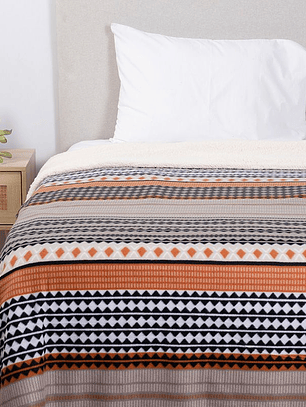 Frazada 1.5 Plazas Polar Sherpa Estampado Hibisco