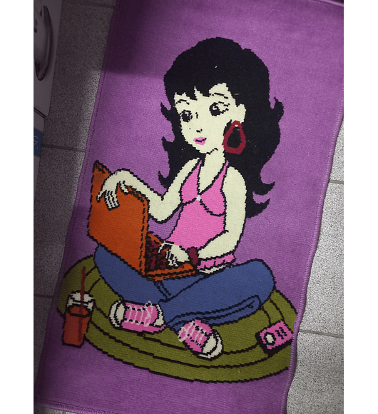 Bajada Cama Infantil - Niña Computador (54x98 cms)