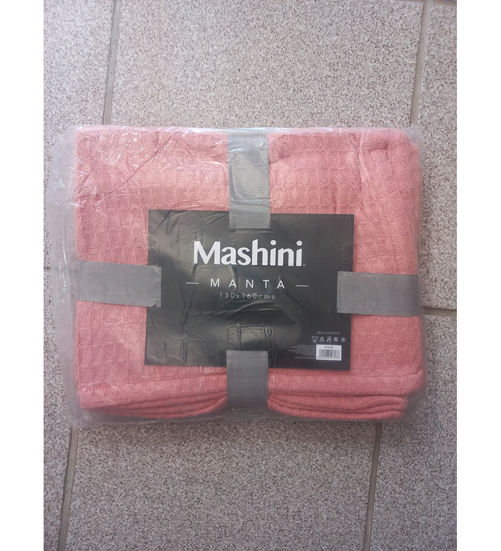 Manta Algodón Tejido 130x160 cm Coral