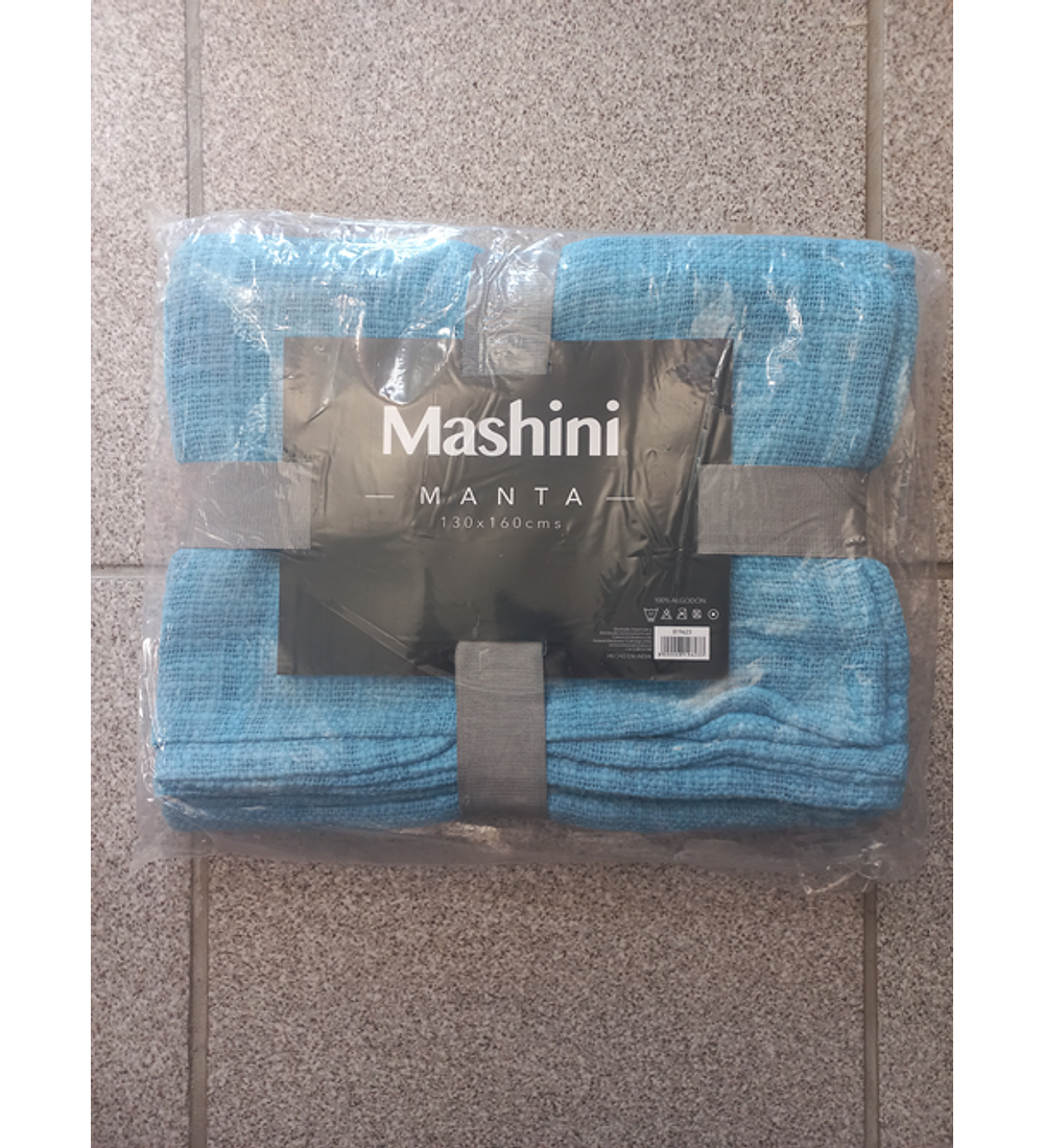 Manta Algodón Tejido 130x160 cm Azul