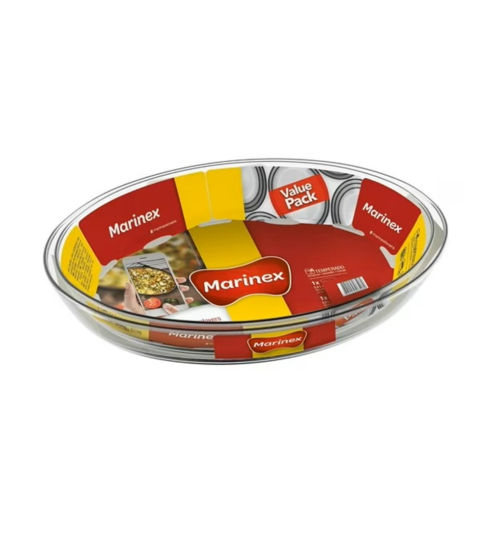 Set 2 Asaderas Ovaladas de Vidrio Templado 