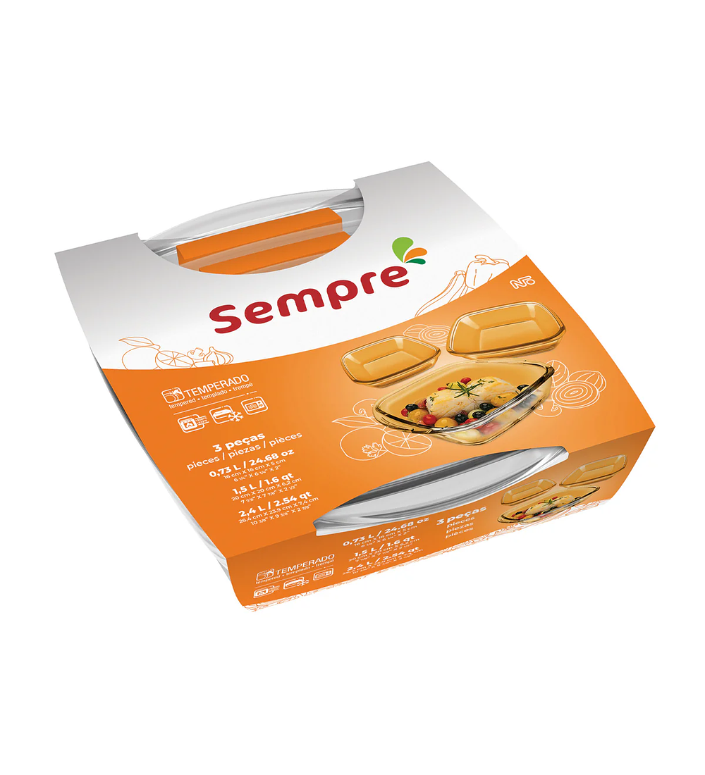 Set 3 Fuentes Rectangulares Sempre 