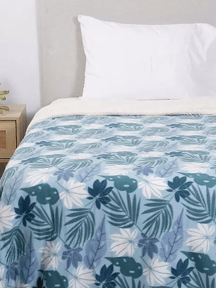 Frazada 1.5 Plazas Polar Sherpa Estampado Petunia