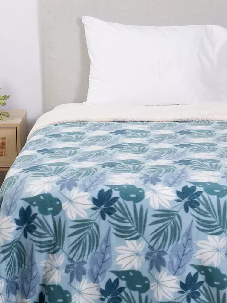 Frazada 1.5 Plazas Polar Sherpa Estampado Petunia 1