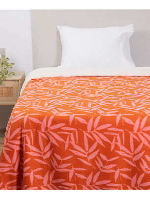 Frazada 1.5 Plazas Polar Sherpa Estampado Tulipan