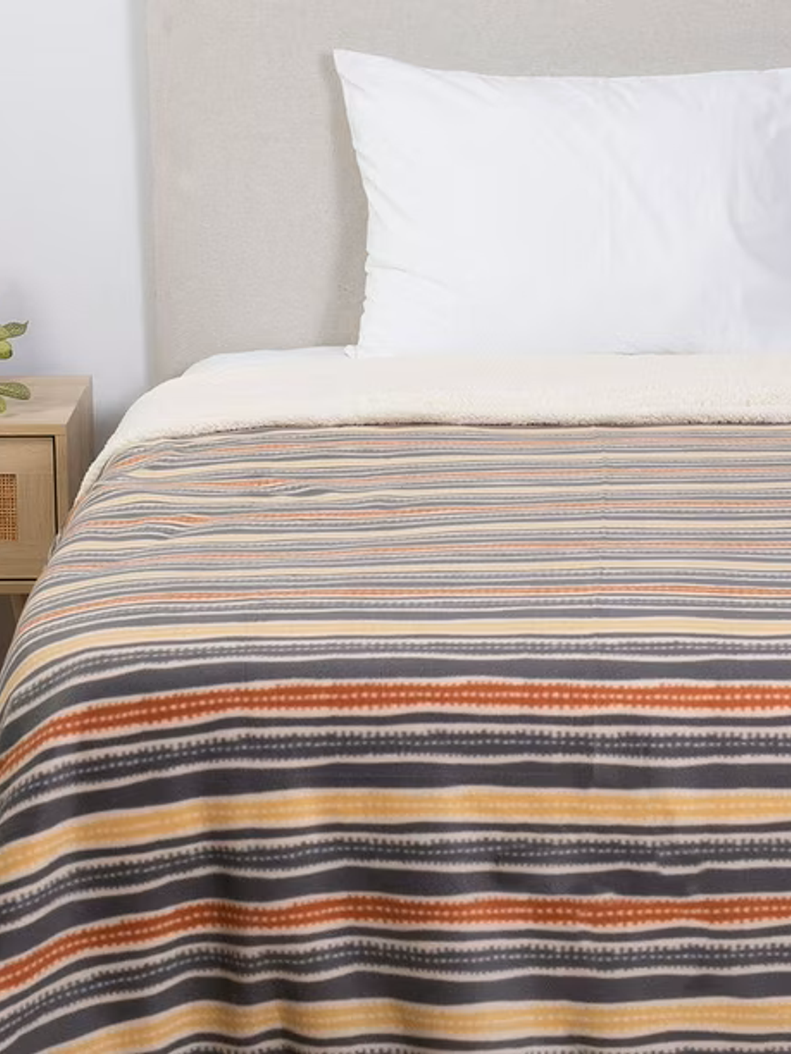 Frazada 1.5 Plazas Polar Sherpa Estampado Gerbera 1