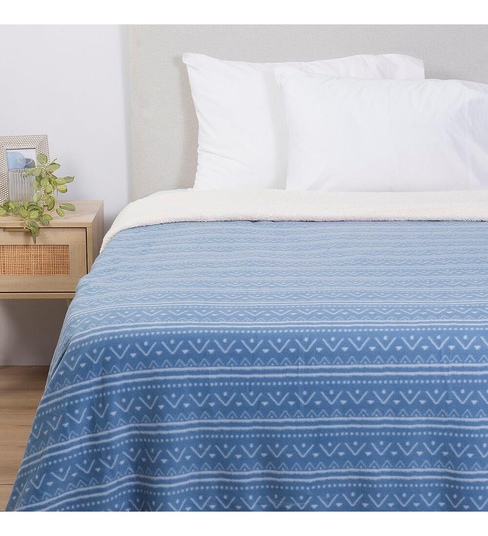 Frazada 2 Plazas Polar Sherpa Estampado Romero