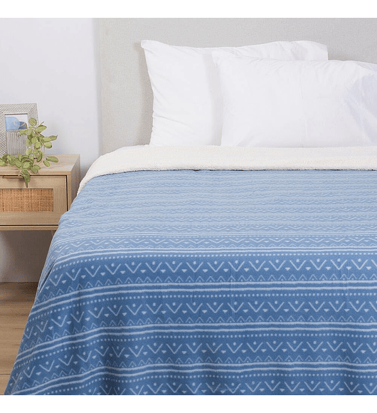 Frazada 2 Plazas Polar Sherpa Estampado Romero