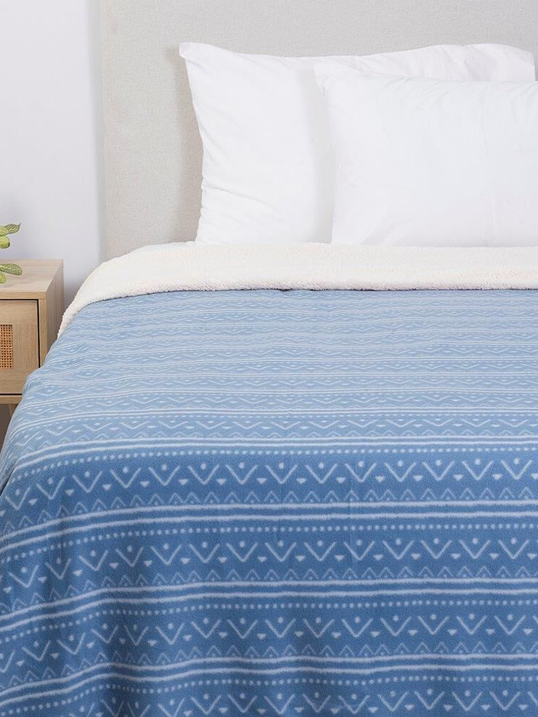 Frazada 2 Plazas Polar Sherpa Estampado Romero 1