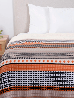 Frazada 2 Plazas Polar Sherpa Estampado Hibisco