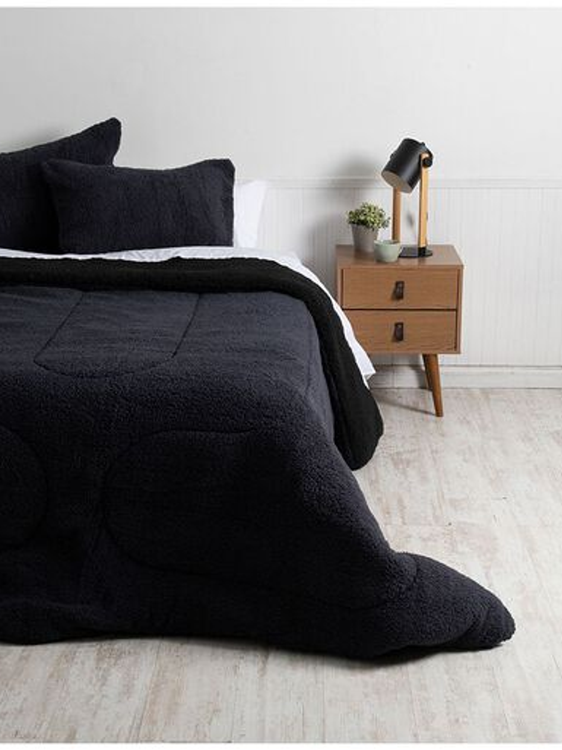 Plumón 1.5 Plazas Sherpa Negro-Gris 1