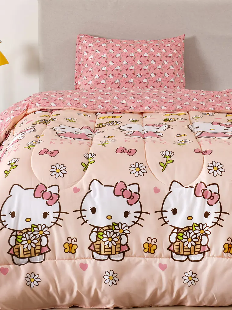 Plumón Microfibra Single - Hello Kitty Margarita 1