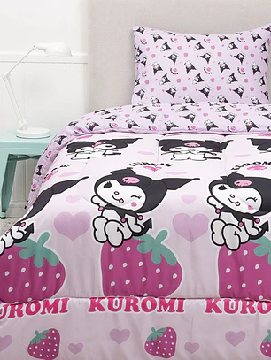 Plumón Microfibra Single - Kuromi Frutillas
