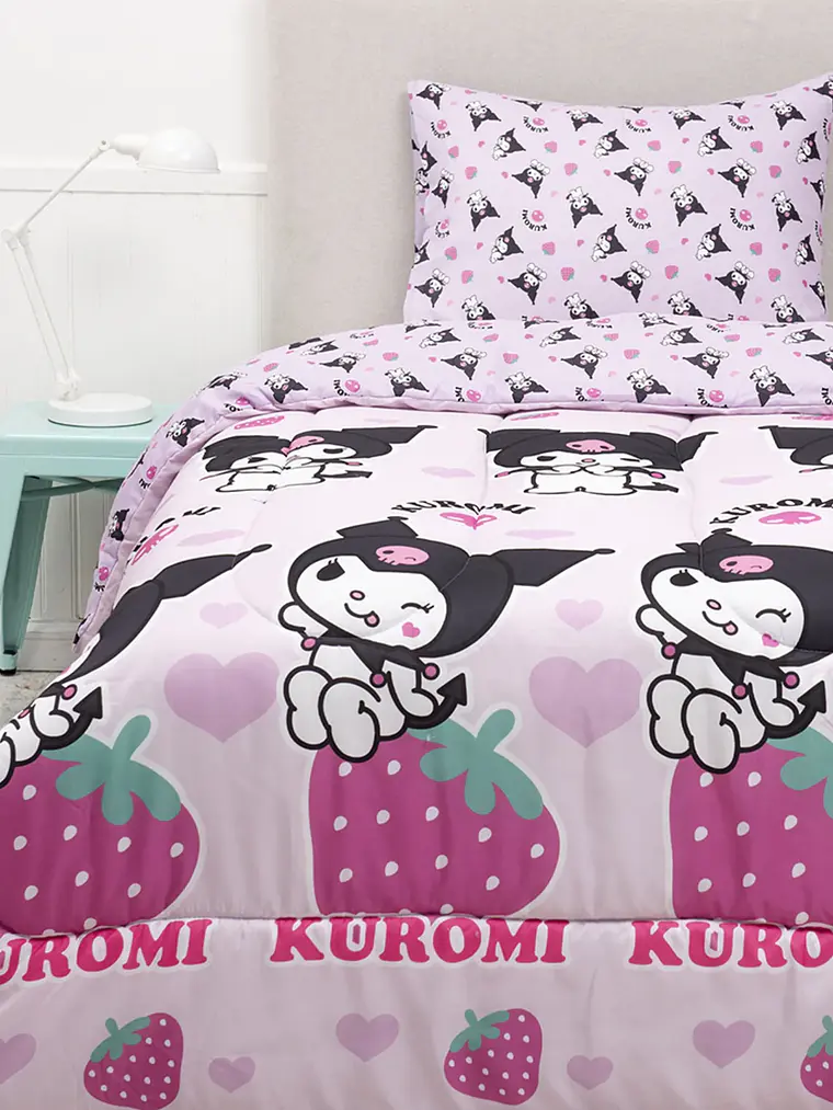 Plumón Microfibra Single - Kuromi Frutillas 1