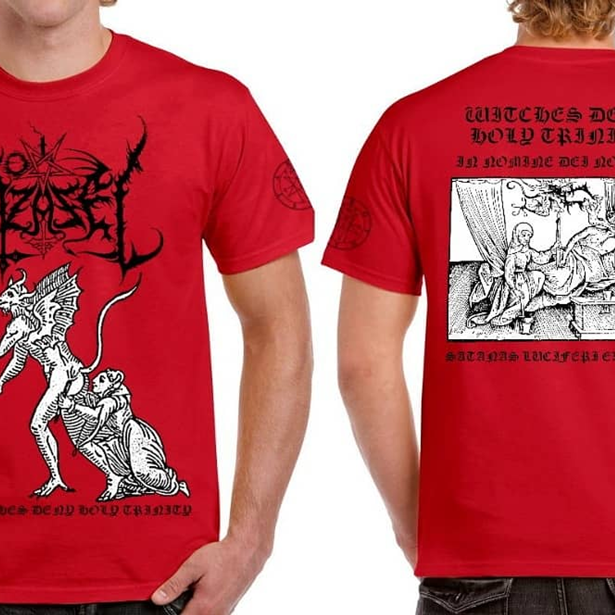 Azazel Witches Deny Holy Trinity official Red shirt sizes