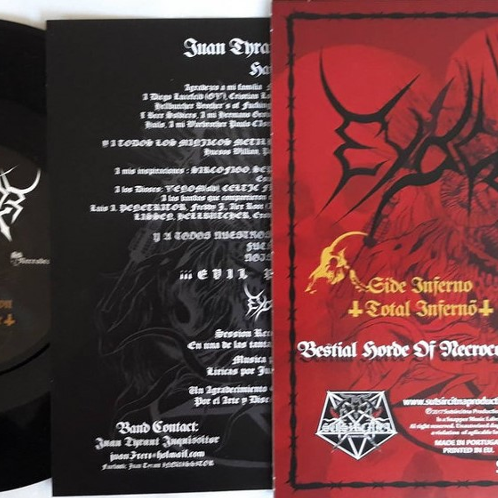 Eyaculator ‎"Bestial Cruelty Under The Sign Of Satan" vinyl 7"EP