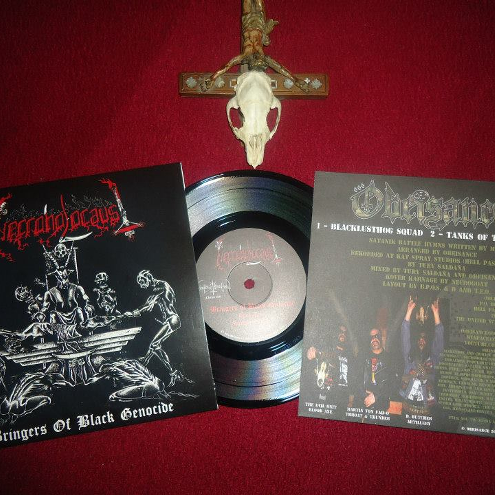 Necroholocaust / Obeisance ‎"Bringers Of Black Genocide" vinyl Split 7"EP 