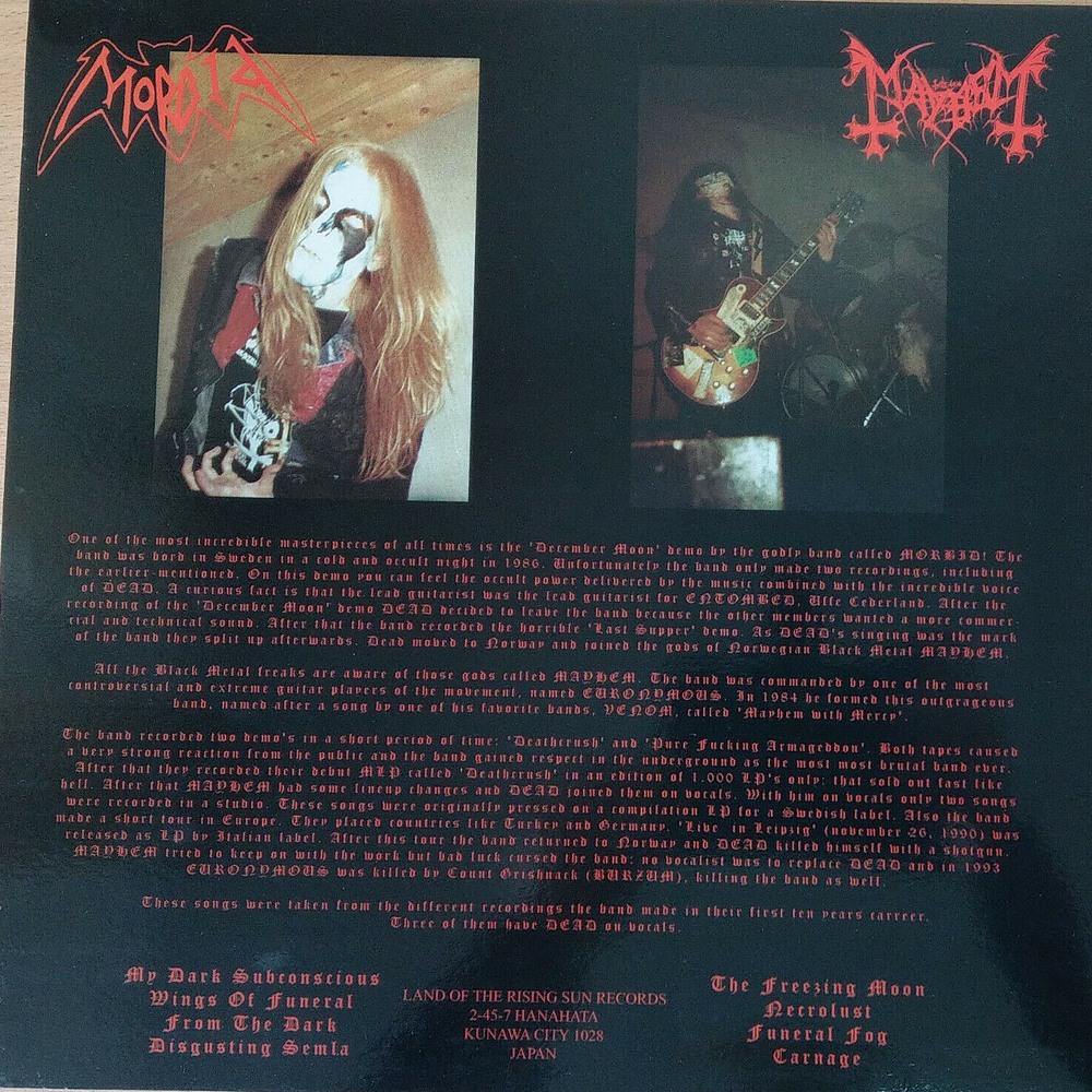 Morbid / Mayhem "A Tribute To The Black Emperors" Bootleg vinyl Split LP original artwork!!! 