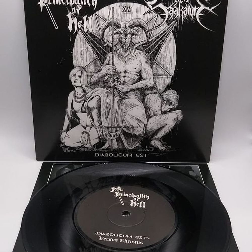 Principality Of Hell / Den Saakaldte ‎"Versus Christus / Diabolicum Est" black vinyl Split 7"EP