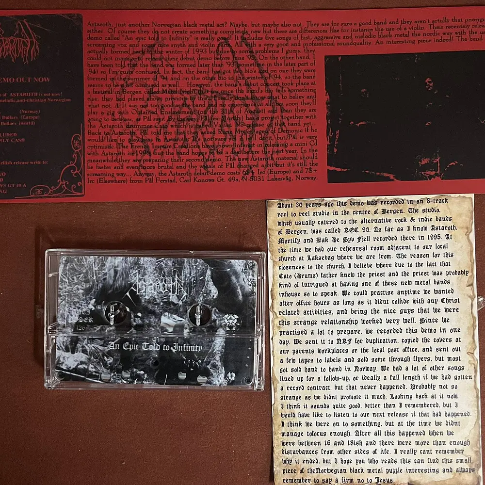 Astaroth "An Epic Told To Infinity" Cassette Red cover and extra insert!!!