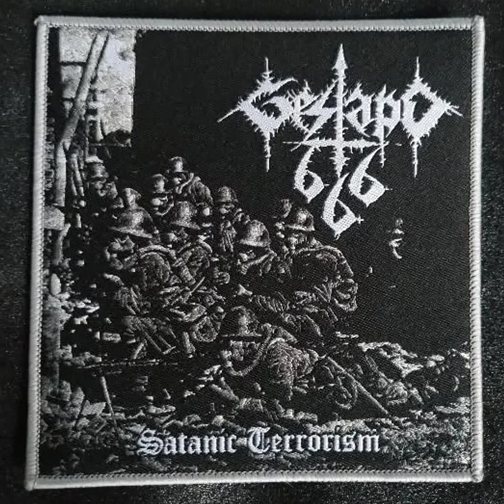 Gestapo 666 "Satanic Terrorism" Grey border Woven Patch!!