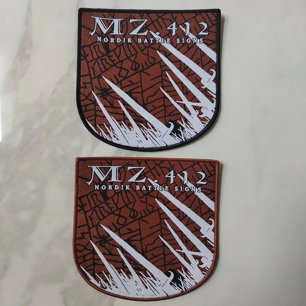 MZ. 412 "Nordik Battle Signs" Woven Patch Black border!!